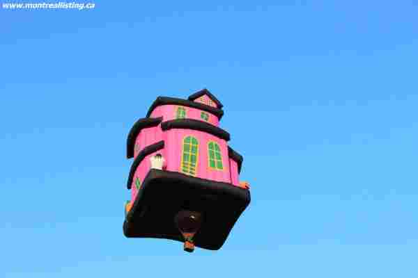 Montreal flying house balloon - HAUNTED MANSION - at Balloon Festival of St-Jean-sur-Richelieu.
