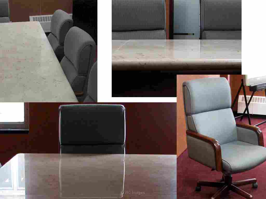 Table de conférence en marbre travertin d'Italie avec chaises