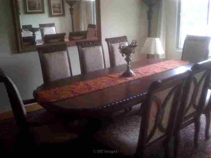 Dining room set and fireplace