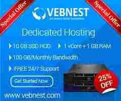 Vebnest Offers - Dedicated Server with 50% Discount on Yearly Plans
