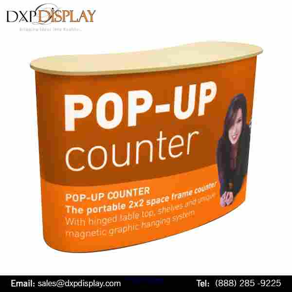 DXP Display Offers Pop Up Counter Table With Graphic Design
