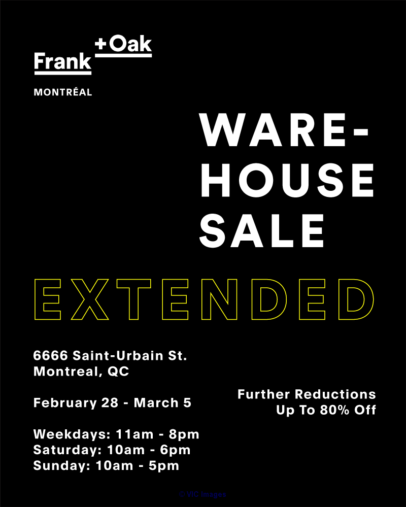 Frank + Oak Warehouse Sale EXTENSION!