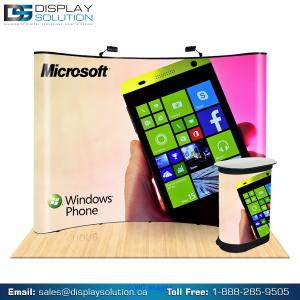 1)	High Quality 8ft Curved Pop up Display Stands