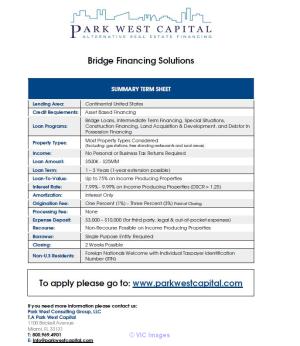 Bridge Loan Lenders - Park West Capital