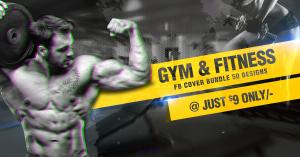 Fitness & Gym FB Cover Bundle - 50 Designs @ Just $9 ONLY/-