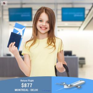 Book Return Flight Montreal - Delhi $877 
