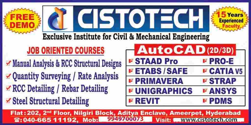 Cistotech is the best Civil & Mechanical Engineering training in