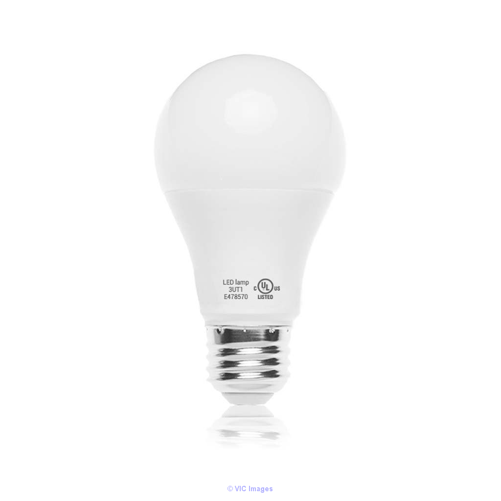 A19 Dimmable LED Light Bulb, 9.8W, 6500K (Cool White), 800 Lumens.