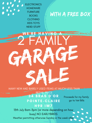 2 Family Garage Sale This Saturday West Island With FREE BOX