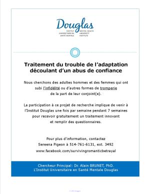 BÉNÉVOLES DEMANDÉS: Traitement offert pour trahison amoureuse