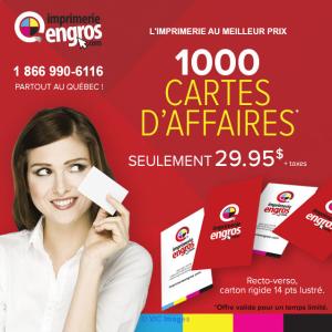 1000 cartes d'affaires vernis AQ 14 pts Recto-Verso - IMPRIMERIE