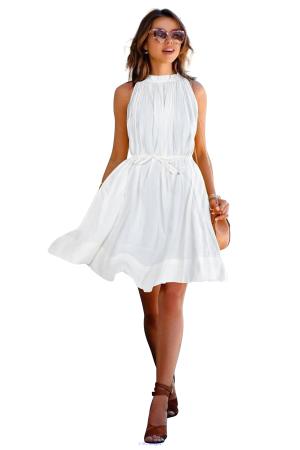 White Sleeveless Ruffle Hem Dress in Canada | Forhar Closet