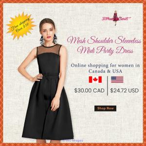 Pick Your Favourite  Design Mesh Shoulder sleeveless Midi Party Dress