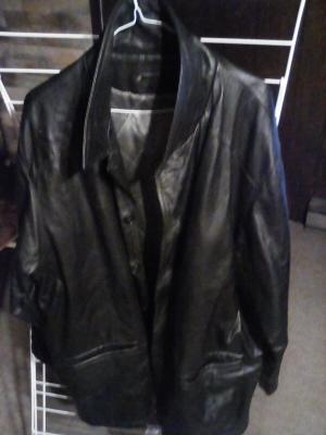 Leather jacket with buttons , genuine leather  size xl
