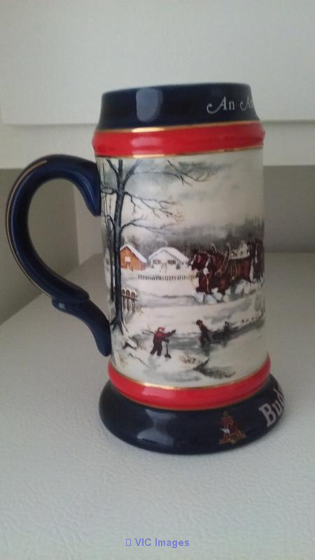 Budweiser 1990 christmas beer stein