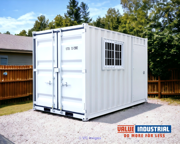 Value Industrial 12 Foot Container Office - 1 Window and 1 Man Door 
