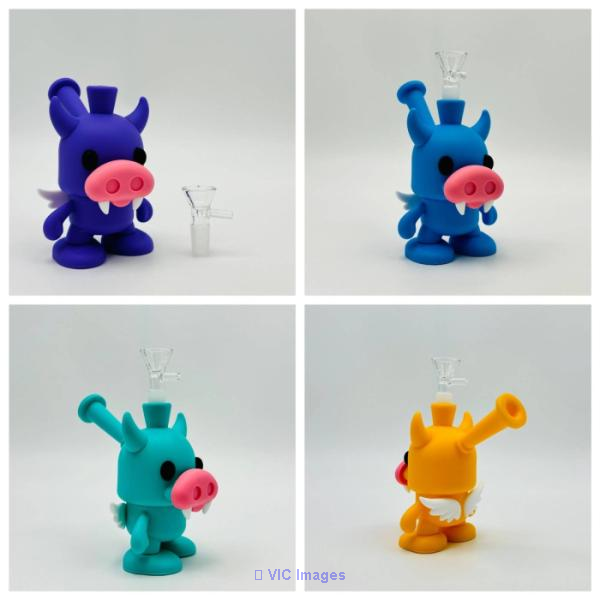 Silicon – Evil Cow waterpipe |4 colors| Includes glass bowl Piece | SL