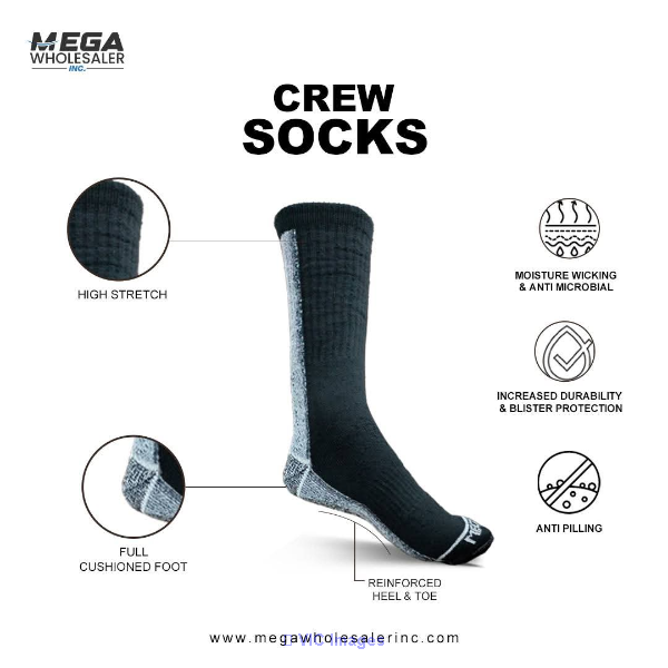 Work Socks Black & Grey - Wholesale Socks (216 Pairs)