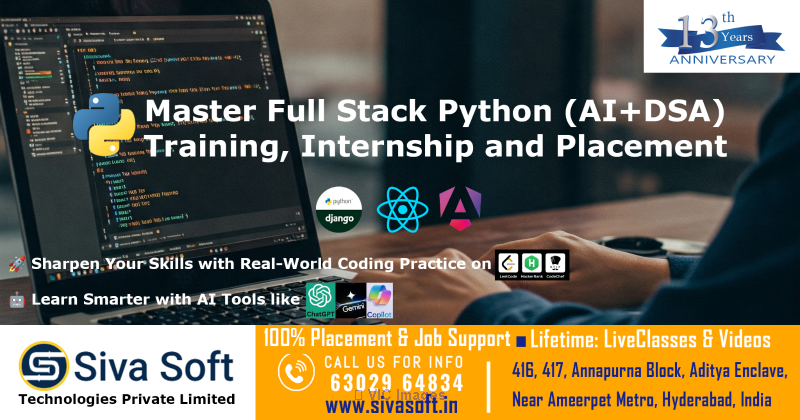 Full Stack Python(AI+DSA) - Trainining+ Placement in Ameerpet