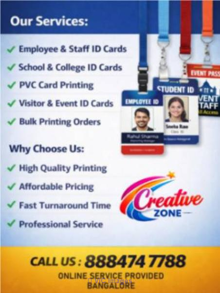 Plastic ID card Rs. 20/- Only | Lanyards Rs. 30/- | Contact Creative Z