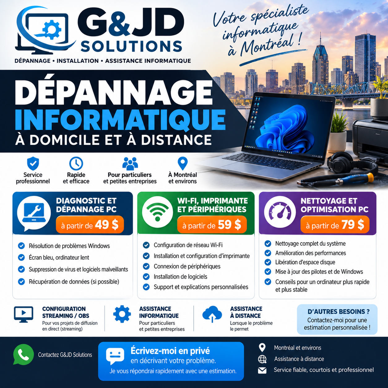 Dépannage informatique à domicile et à distance – Montréal