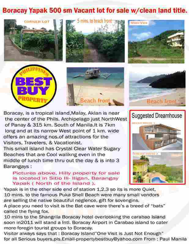 Philippines-Boracay Yapak 500sm vacant lot for sale with clean land title. - Photo 1