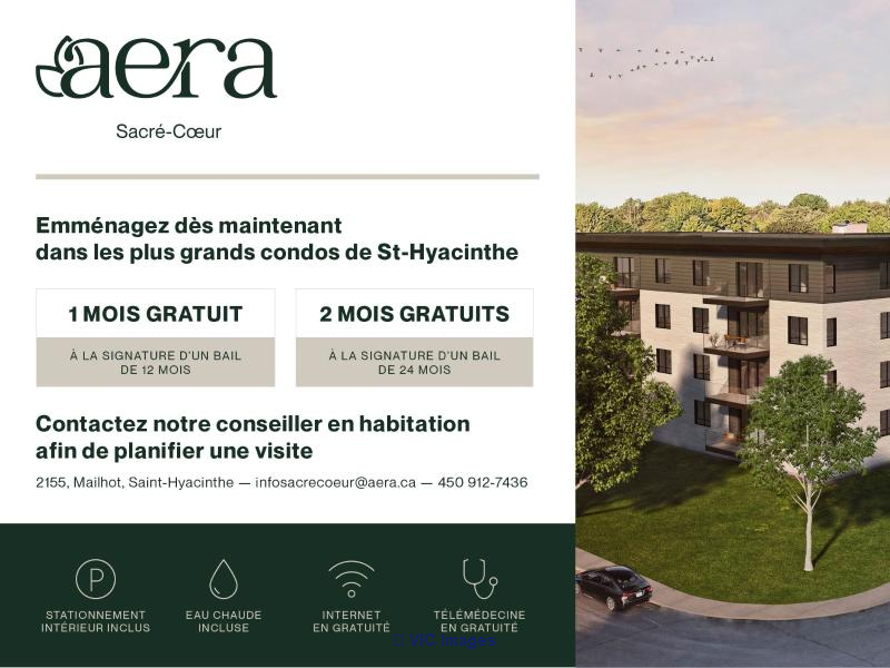 Aera SacreCoeur 5 1/2 PROMO GET 1 OR 2 MONTHS FREE* StHyacinthe Housing houses, apartments